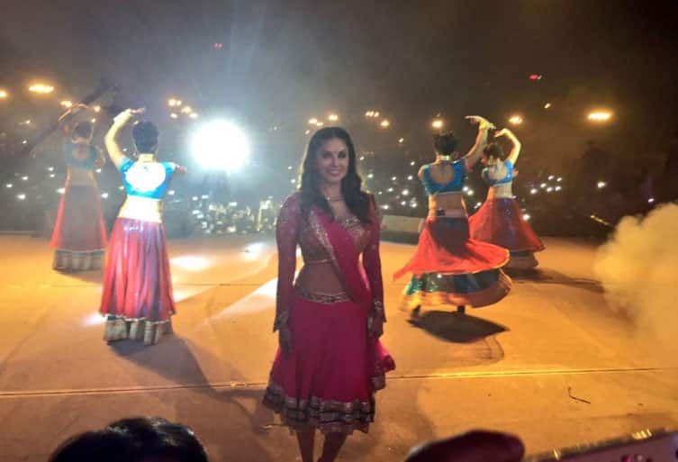 Had an amazing show tonight!! Thanks Gurgoan!! Thousands of people and all their cameras out. Haha Twitter@SunnyLeone