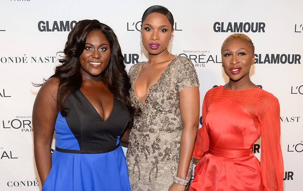 Danielle Brooks, from left, Jennifer Hudson and Cynthia Erivo attend the 25th annual Glamour Women of the Year Awards at Carnegie Hall in New York. 