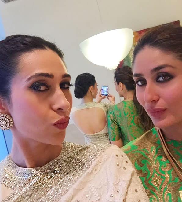 Cute! Kareena and sister Karisma posed together for a selfie yesterday in Hyderabad -twitter