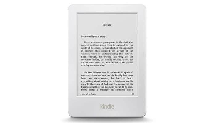 Now, read your favourite e-books on Amazon&#039;s white touchscreen Kindle