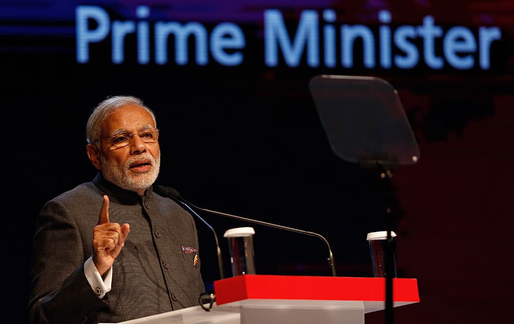 Prime Minister Narendra Modi speaks at the Association of Southeast Asian Nations (ASEAN) Business and Investment Summit in Kuala Lumpur, Malaysia.