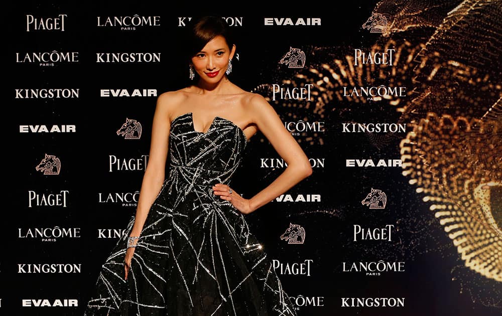 Taiwanese actress Lin Chi-ling poses on the red carpet at the 52nd Golden Horse Awards in Taipei, Taiwan.