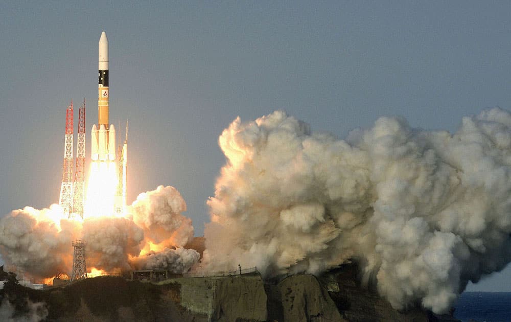 A Japanese H-2A rocket is launched from the Tanegashima Space Center in Tanegashima, off Japans southernmost main island of Kyushu.
