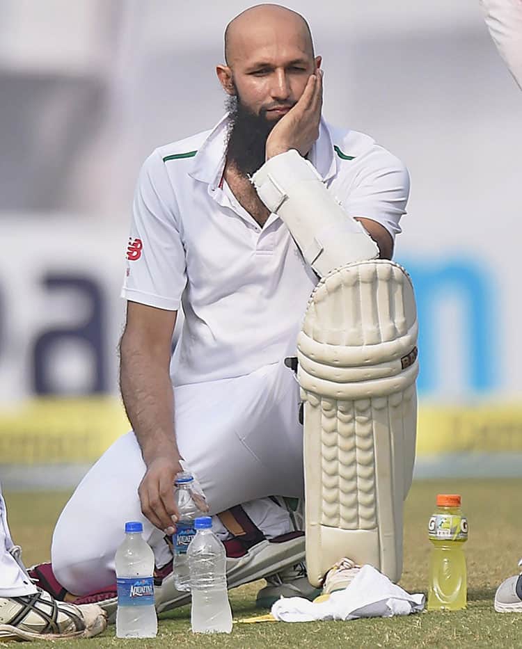 South African batsman Hashim Amla on day four of fourth and final test cricket match against India in New Delhi.
