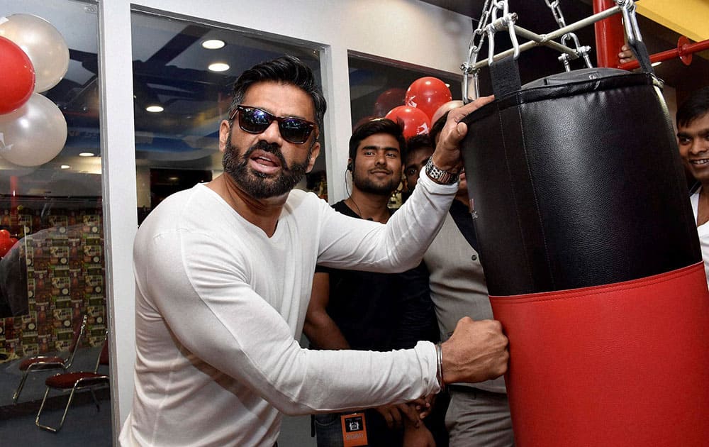 Actor Sunil Shetty during a gym opening function in Patna.
