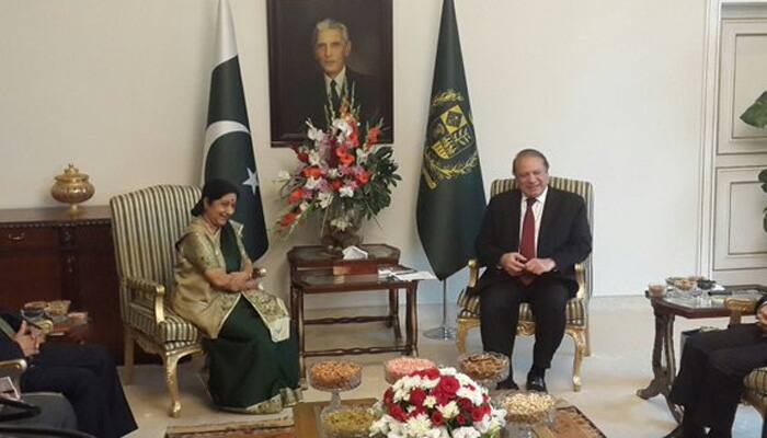 Sushma Swaraj-Nawaz Sharif meet in Islamabad: Why there was no flag in the background