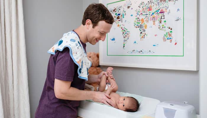 See pic: Diaper duty calls out to Mark Zuckerberg!