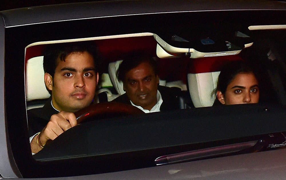 Ambani Family arrives to attend the wedding of cricketer Rohit Sharma in Mumbai.