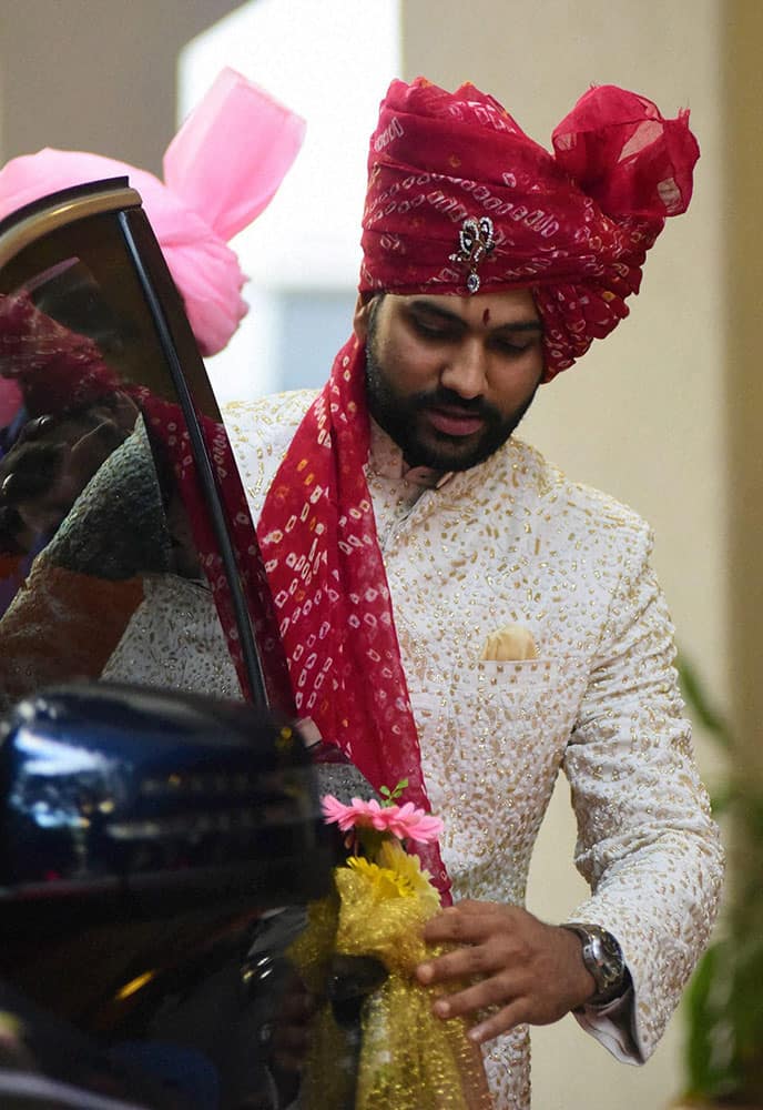 Cricketer Rohit Sharma leaves for his wedding ceremony in Mumbai.