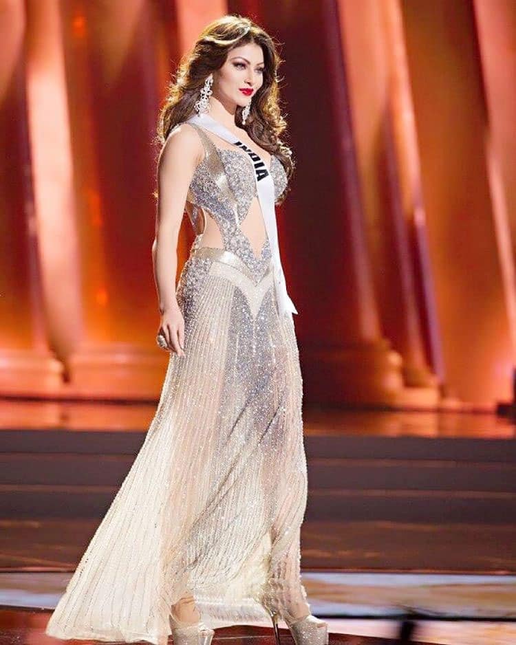 URVASHI RAUTELA :- #missuniverse I cannot thank enough the creator of this most beautiful gown @miguelizermiguel. I'm so proud of everything and my country #INDIA  #missuniverse #missuniverso -instagram