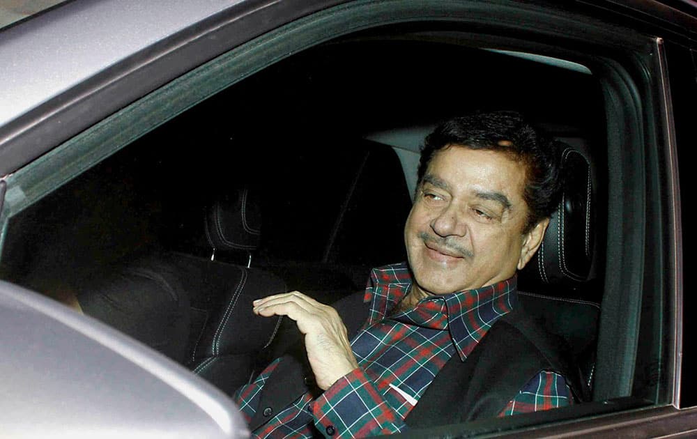 Actor turned politician Shatrughan Sinha arrives for 50th birthday celebrations of Salman Khan at his farmhouse in Panvel near Mumbai.