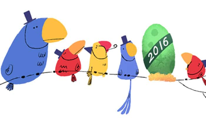 Happy New Year from Google! The Internet giant celebrates with a colourful doodle 