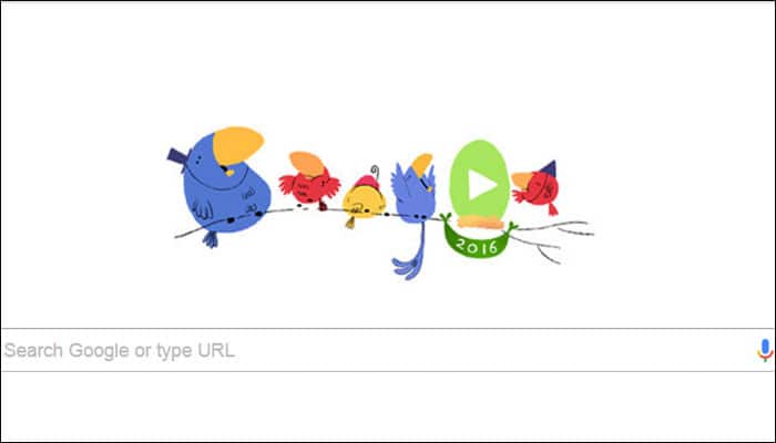 Happy New Year from Google! A colourful doodle of birds awaits users