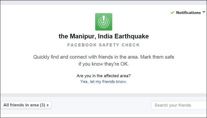 Manipur earthquake: Facebook activates safety check feature