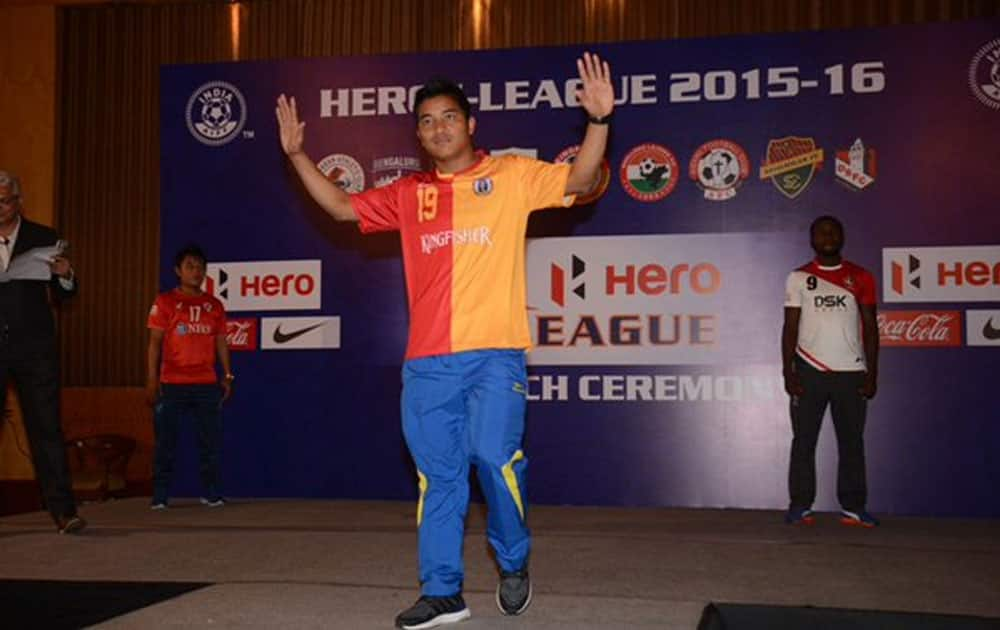 East Bengal skipper Robert Lalthlamuana at the launch ceremony of I-League 2016 in Kolkata. (Courtesy @ILeagueOfficial)