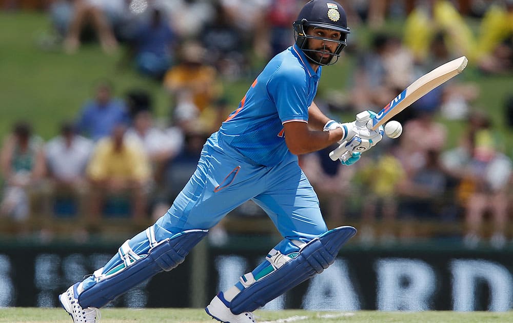 India's Rohit Sharma plays a stroke during their one day international cricket match against Australia in Perth, Australia.