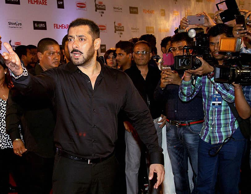 Bollywood actor Salman Khan during the 61st Britannia Filmfare Awards function in Mumbai.