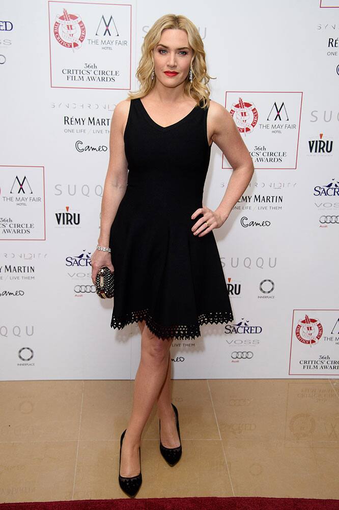 Actress Kate Winslet poses for photographers at the Critics Circle Awards at a central London venue, London.