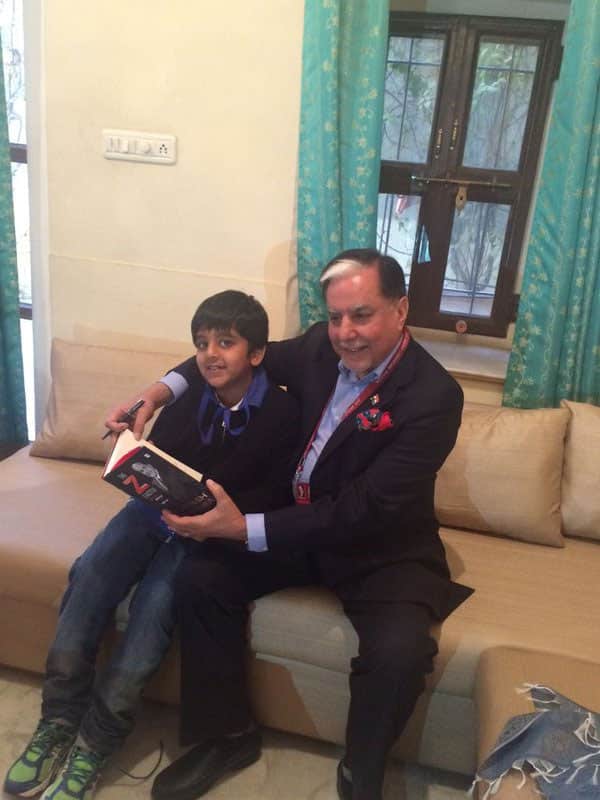 One of the most gratifying experience for an author. Signing the copies of his autobiography for his grandchildren. - Twitter@_SubhashChandra