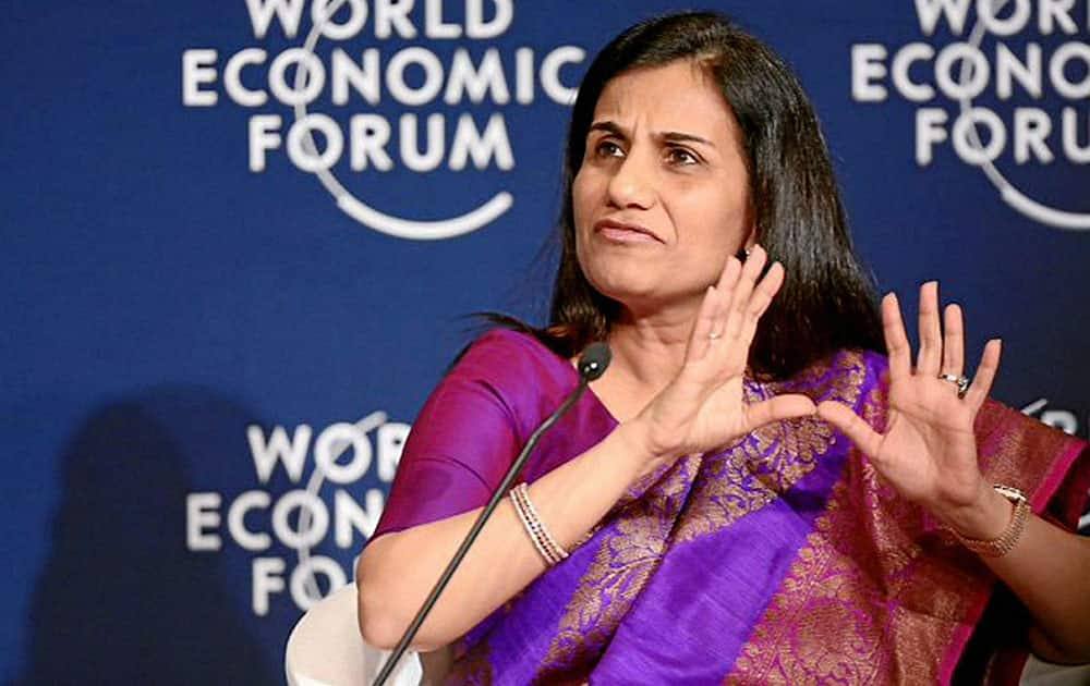 Chanda Kochhar, Managing Director and Chief Executive Officer of ICICI Bank speaks during a session at the World Economic Forum in Davos, Switzerland.