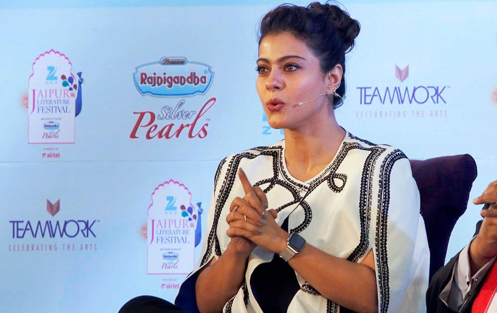 Bollywood actress Kajol Devgan at a session at the Jaipur Literature Festival at Diggi Palace in Jaipur.