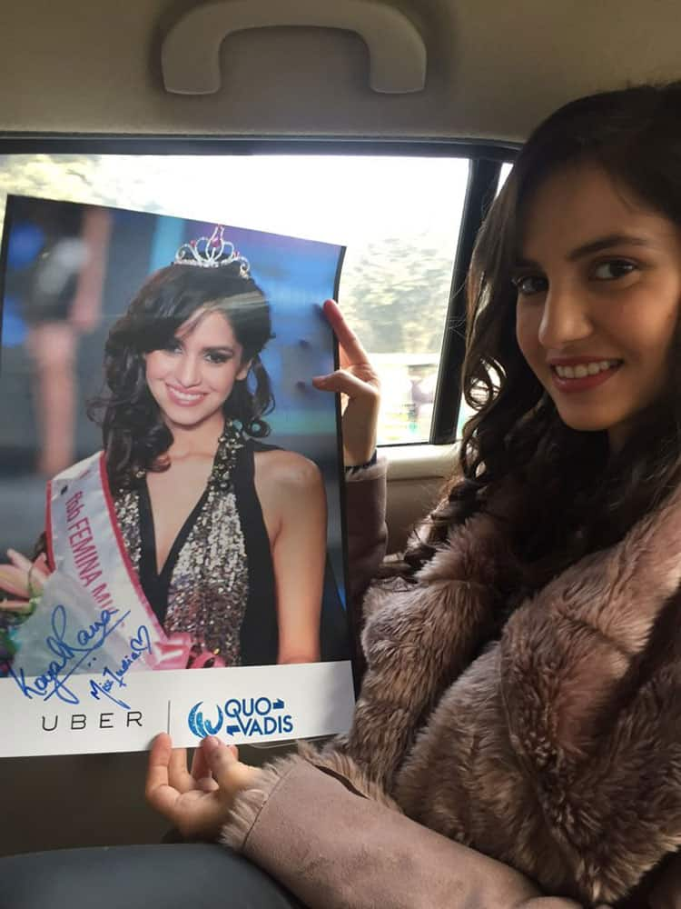 Koyal Rana ‏:- En route #IIFT in #Uber for the Miss India 2016 auditions Campus Princess #quovadis2016 -Twitter