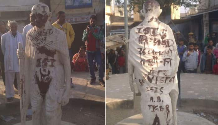 Mahatma Gandhi&#039;s statue defaced in Rajasthan, ISIS message found scribbled