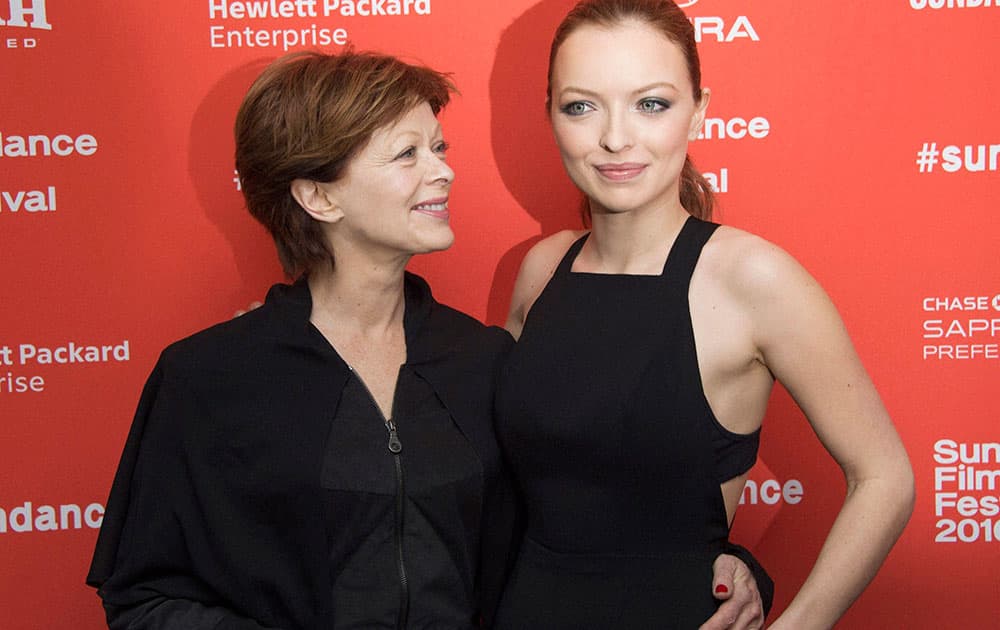 Actresses Frances Fisher, left, and Francesca Eastwood pose at the premiere of Outlaws and Angels during the 2016 Sundance Film Festival.