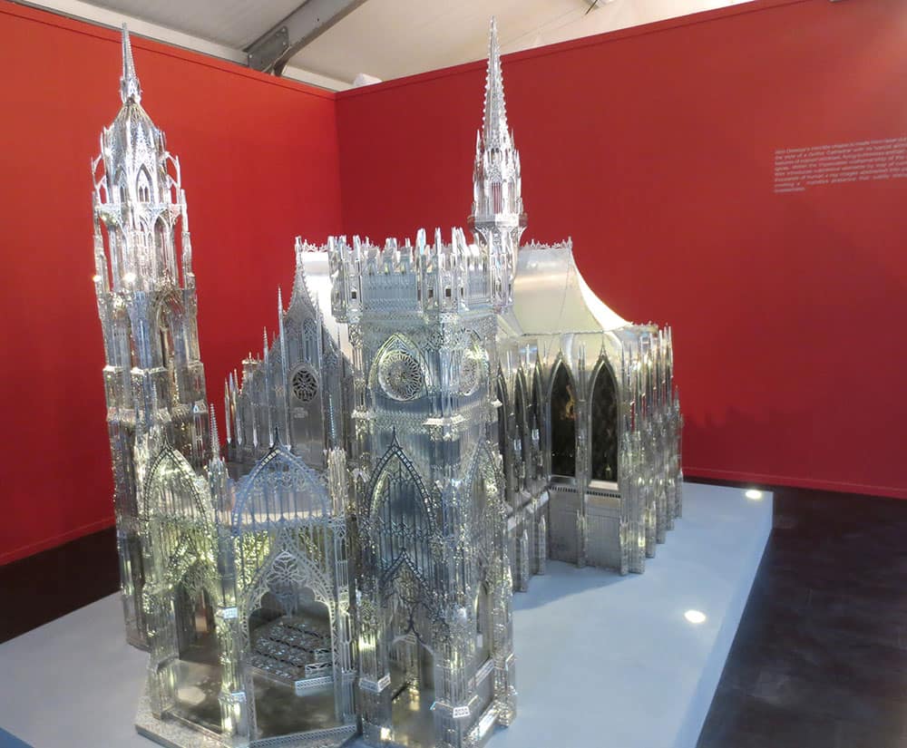 Wim Delvoye’s laser cut steel installation ‘intricate chapel’