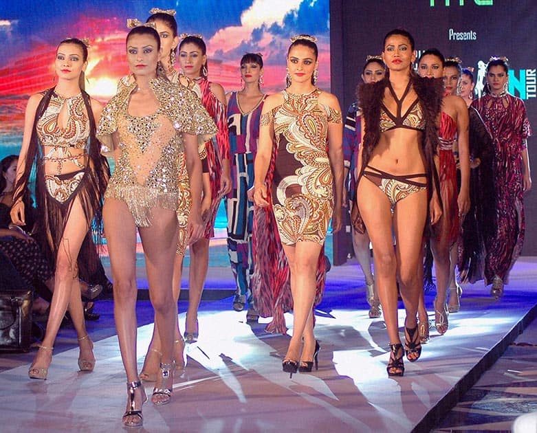 Models display designer Priya Katarias collection at Tech Fashion Tour 2016 in Mumbai.