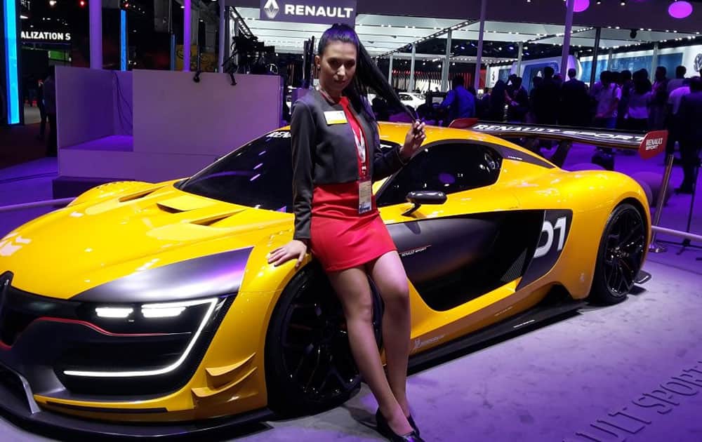 A model at Renault India stall during the Auto Expo 2016 at Greater Noida.