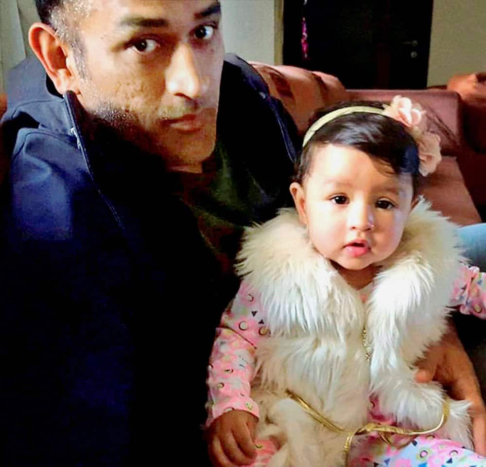 Cricketer Mahendra Singh Dhoni celebrating the first birthday of his daughter Ziva at his home Shourya in Ranchi, Jharkhand.