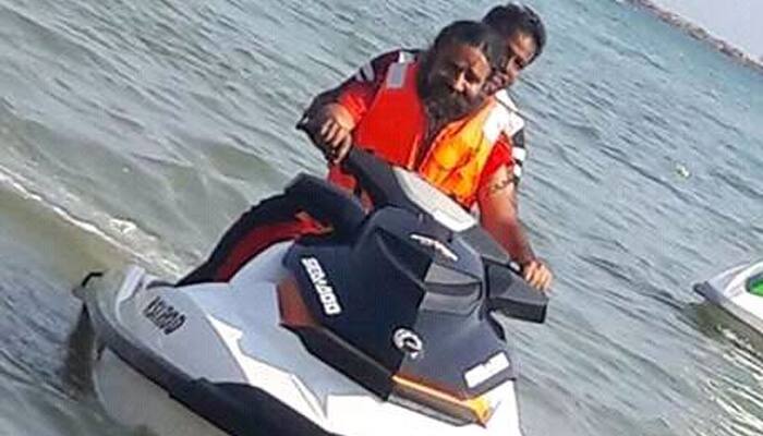When yoga guru Baba Ramdev rode water scooter, took everyone by surprise in Port Blair - Here&#039;s the pic