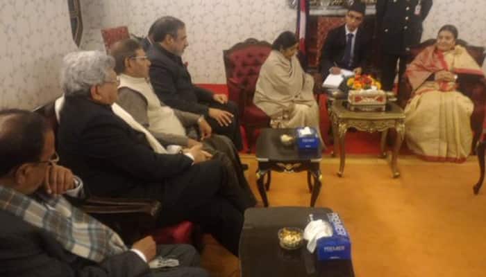 Sushma Swaraj-led delegation in Nepal, pays homage to Sushil Koirala