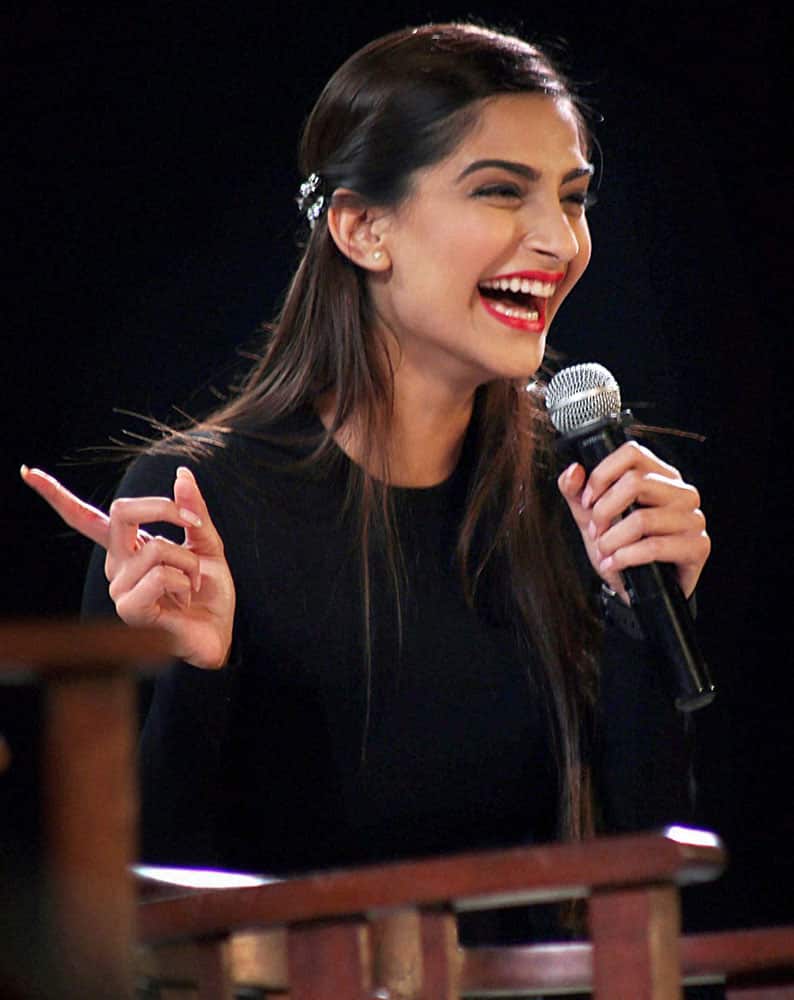 Actress Sonam Kapoor during the promotion of her upcoming movie Neerja at Kala Ghoda festival in Mumbai.