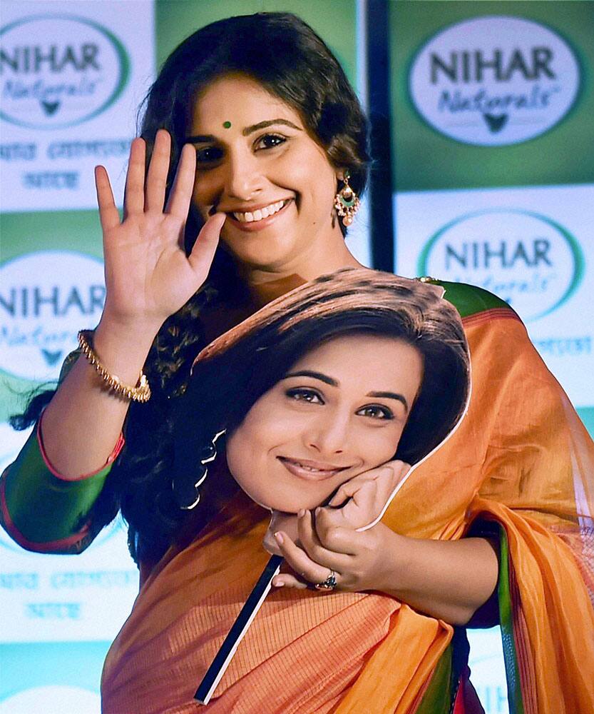 actress Vidya Balan during a promotional event in Kolkata.