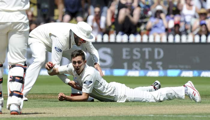VIDEO: New Zealand&#039;s Trent Boult takes a ripper off his own bowling