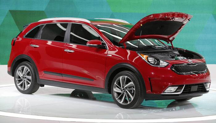 The 2017 Kia Niro sits on display at the Chicago Auto Show.
