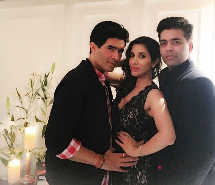 sophie choudry :- Adore these two @manishmalhotra05 @karanjohar #pout #posers #friendslikefamily #funtimes #aboutlastnight #bday #bdayweekfinale -twitter