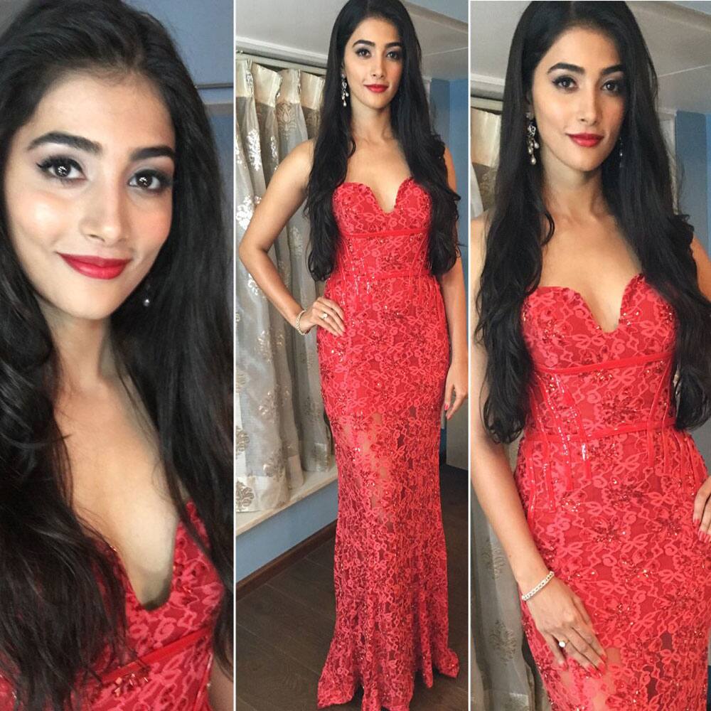 Pooja Hegde ‏:- Red becoz I love u all! Happy Valentine's Day my lovelies!Ty @swapnil581 #Fashion #ladyinred #glam #ValentinesDay   -twitter

