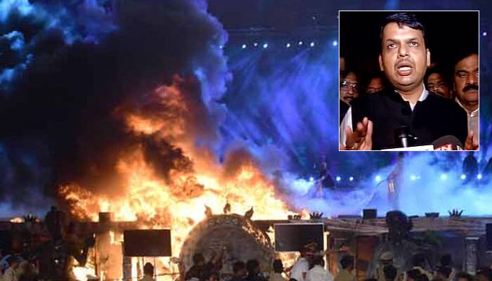 Fire at &#039;Make In India Week&#039; event: Fadnavis orders probe, PM Modi extends support