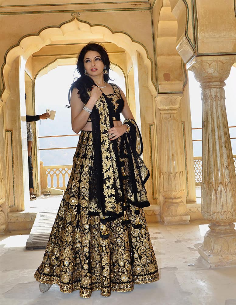 Actress Bhagyashree during a photo shoot at Amber Fort in Jaipur.