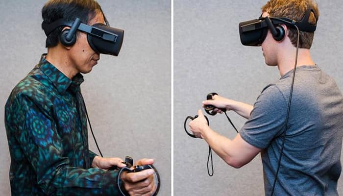 See pic - When Indonesian President Widodo played zero-gravity VR ping pong with Mark Zuckerberg!