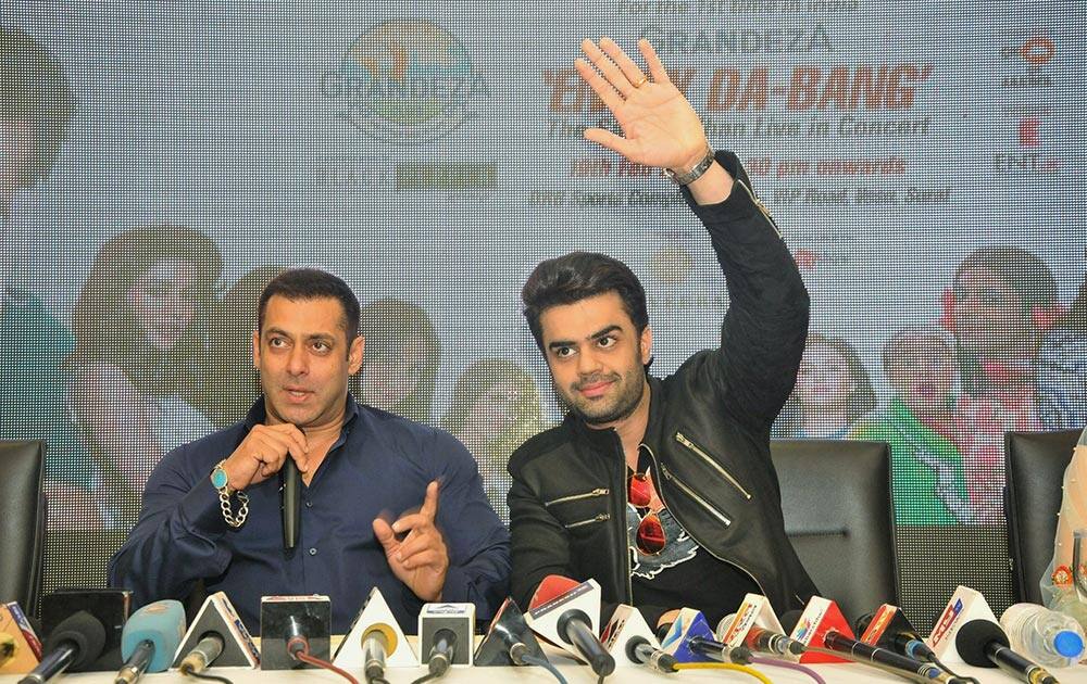 Bollywood actor Salman Khan at a press conference in Surat.