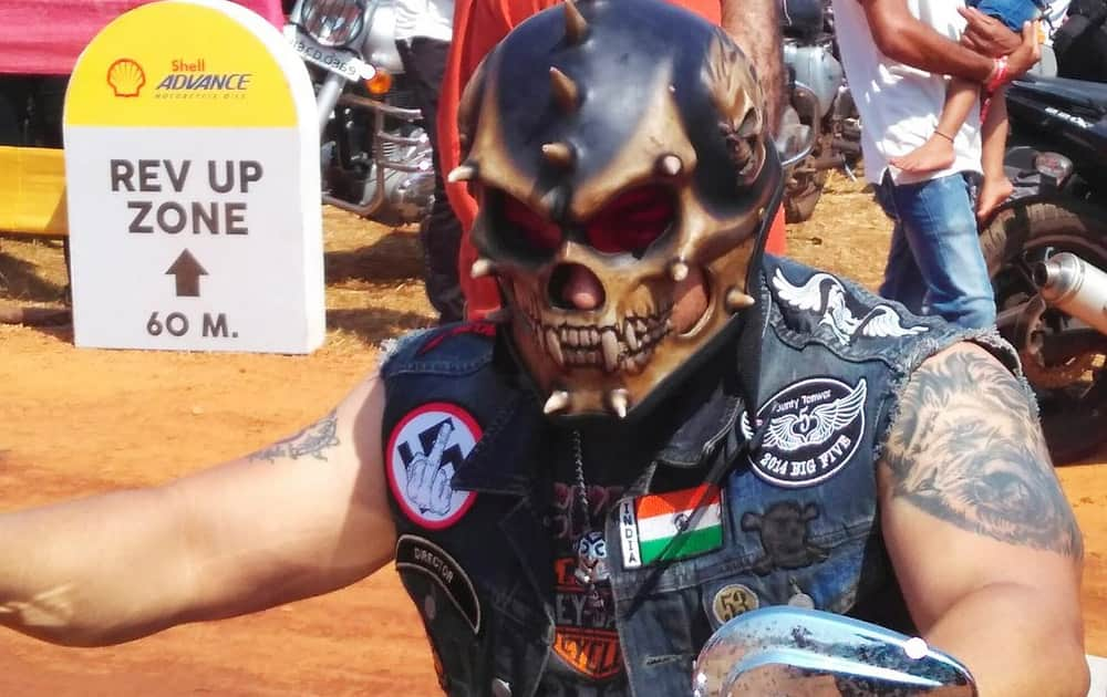 A rider with skull mask in Biker Parade