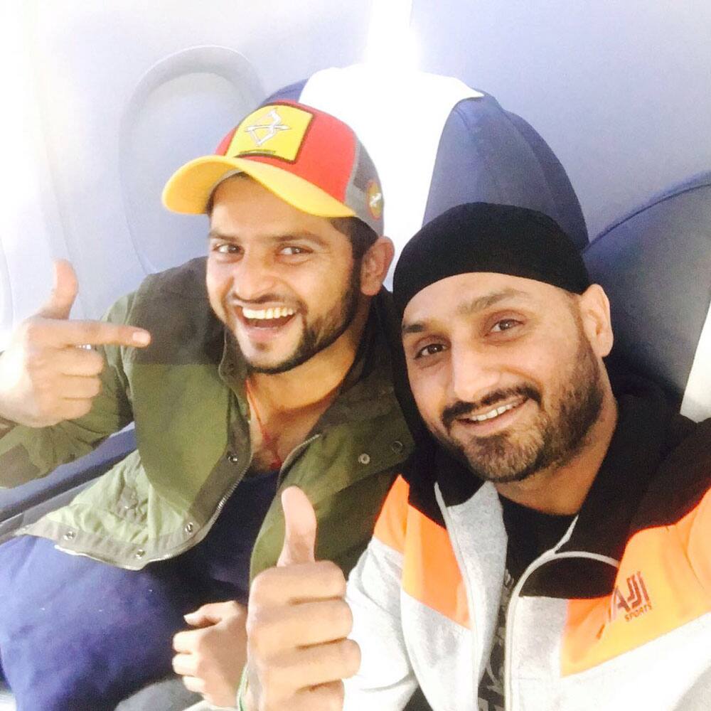 Suresh Raina :- With Bhaju pa the great @harbhajan_singh  landed in Calcutta #tomuchgossip#rosssssgullla#mishtidohi -twitter