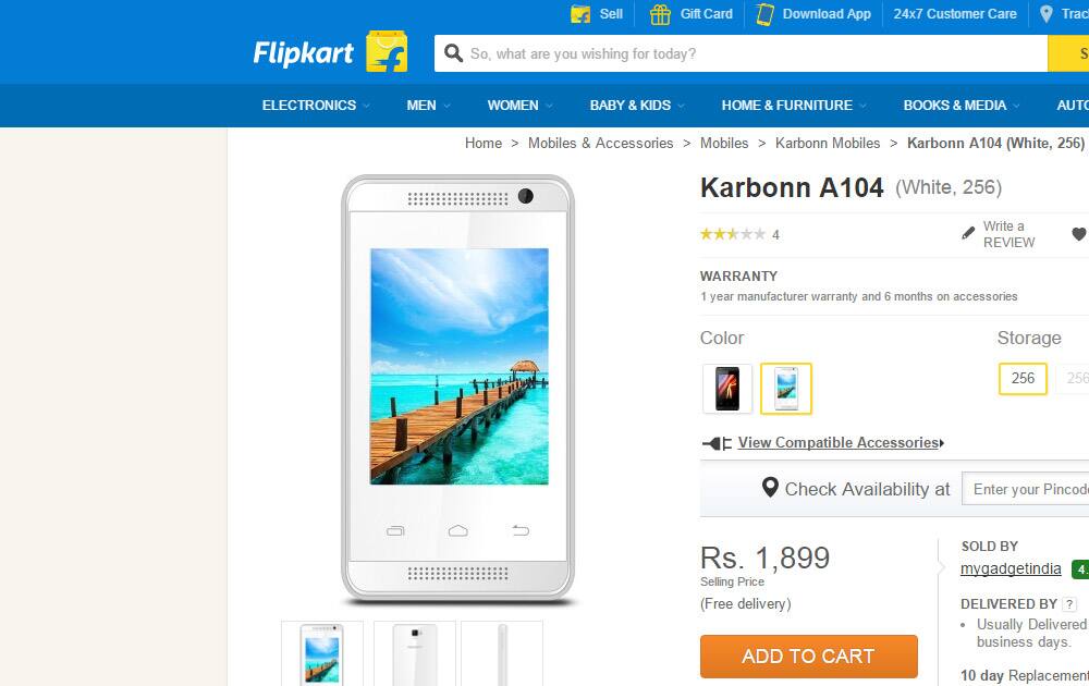 Karbonn A104 at Rs 1,899