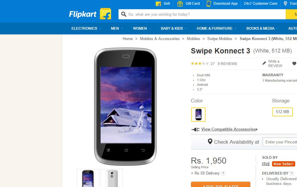 Swipe Konnect 3 at Rs 1,950