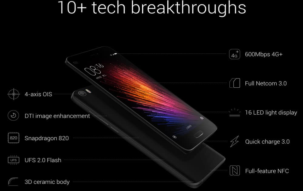 Xiaomi Mi 5 comes with a series of new breakthrough technologies as can be seen from the given grahp in the picture.