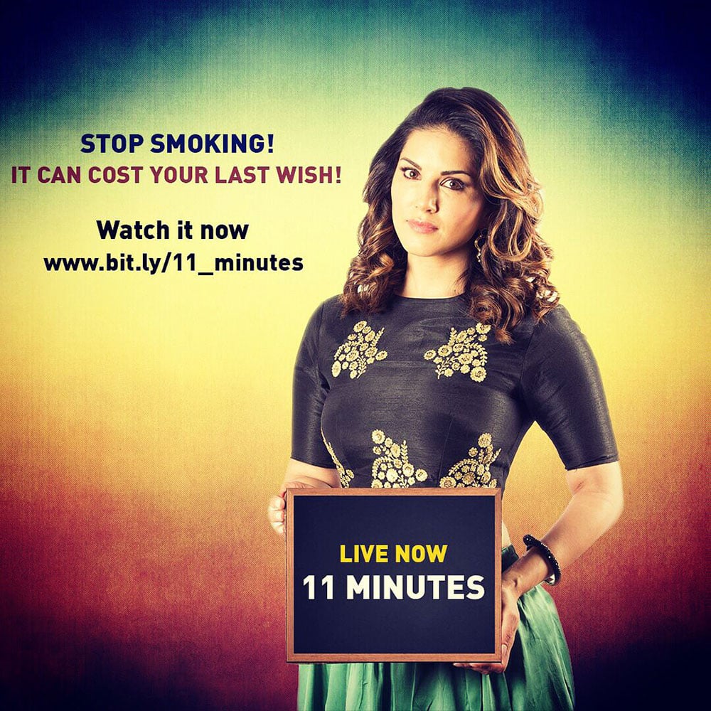 Sunny Leone :- Check out the short film @deepakdobriyal and @aloknath Sir made for you to stop smoking!!  -twitter